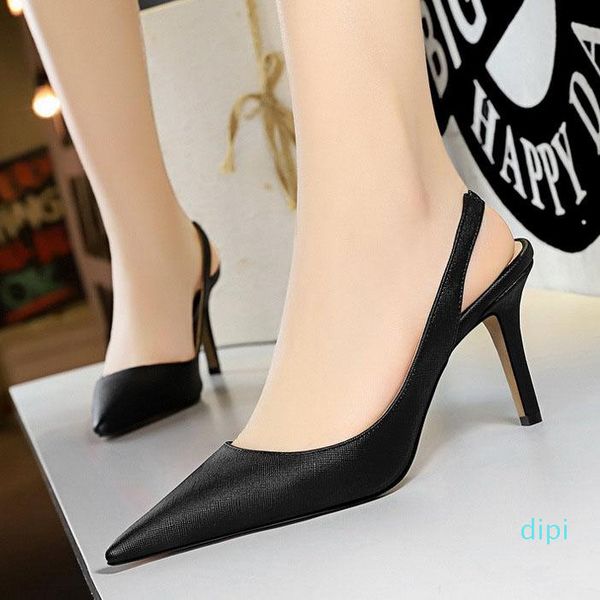 

wholesale-dress shoes eagsity women slingback pumps ankle strap ladies high heel pointed toe slip on party wedding, Black