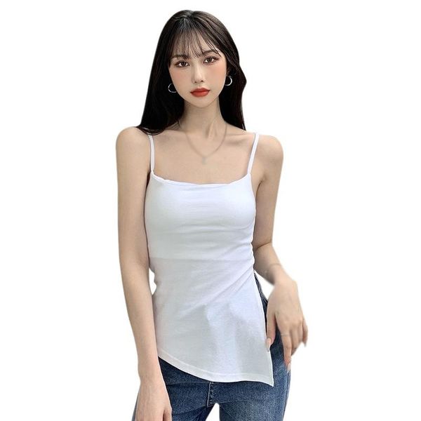 

women's tanks & camis ladies summer base solid color casual split vest outer wear suspender tank streetwear, White