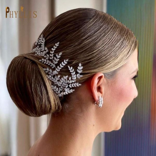 

hair clips & barrettes a285 vintage zircon wedding bridal headband leaves women headpieces party headwear tiara silver alloy jewelry, Golden;silver