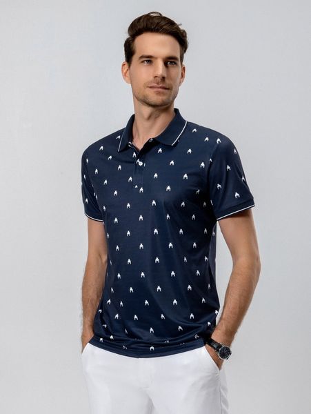 

men random houndstooth print contrast trim polo shirt f0mp#, White;black