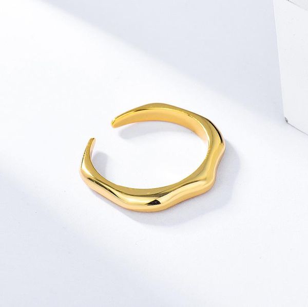 

cluster rings cold wind ins high sense 925 sterling silver bamboo open ring female simple niche hong kong finger not allergic, Golden;silver