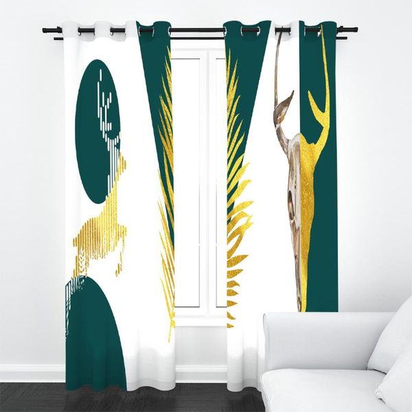 

curtain & drapes custom cartoon deer and golden leaves window for living room bedroom half-blackout sets (left right side)