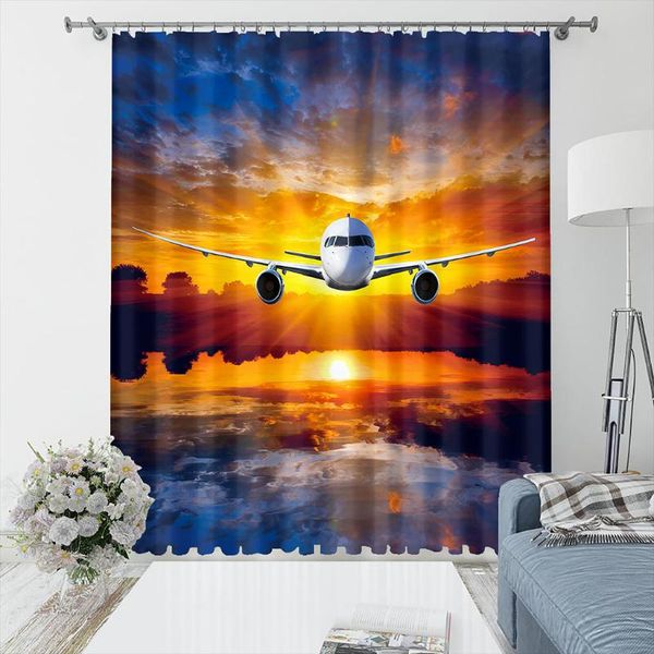 

custom 3d curtain fabric sunset sky curtains blackout for living room & drapes