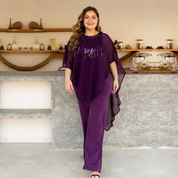 

plus size tracksuits african set for women 2021 spring summer fashion beauty sequined two pieces sets blouse and jumpsuit, Black