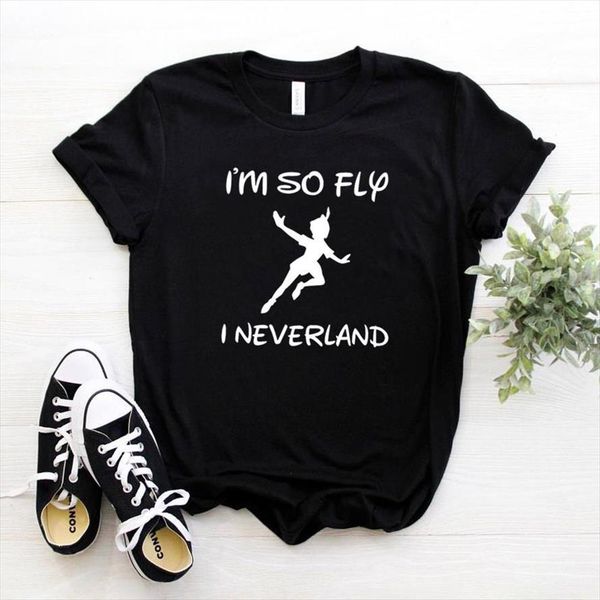 

and women im so fly men i womens neverland dancer short sleeve o neck loose ladies causal tee, White;black