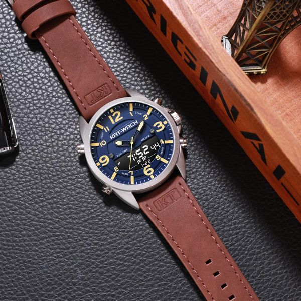 

wristwatches leather sports wristwatch date clock relogio masculino watch men military quartz mens watches, Slivery;brown