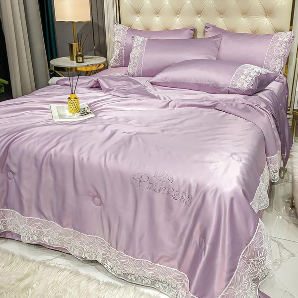

luxury lace stitch washed silk blanket silky decorative bed blankets cool summer plaid duvet linen bedspread on the