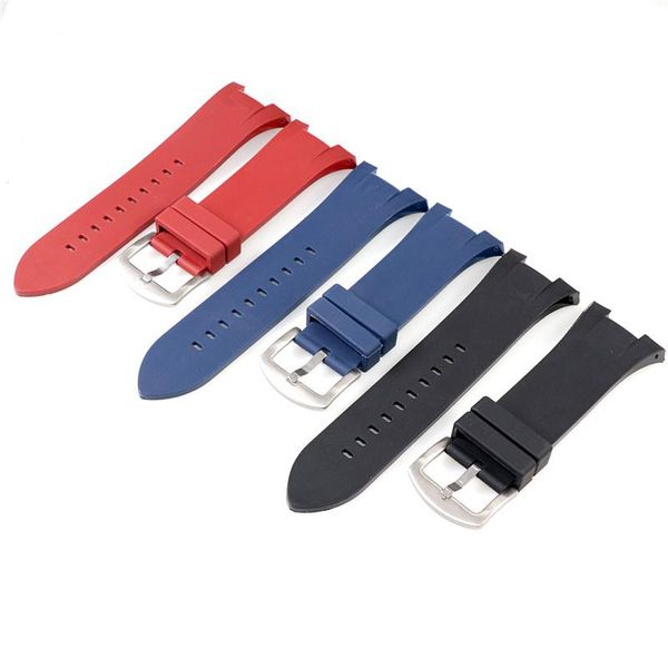 

watch bands 31mm black silicone rubber band strap fits for ar. exchange ax w/ gift tool ax1803/ax1802, Black;brown