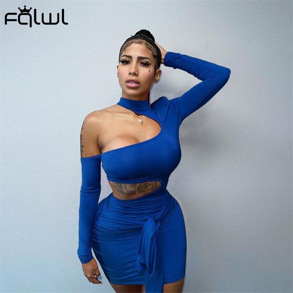

casual dresses fqlwl summer streetwear long sleeve hollow out white for women 2021 bandage bodycon dress black party mini, Black;gray
