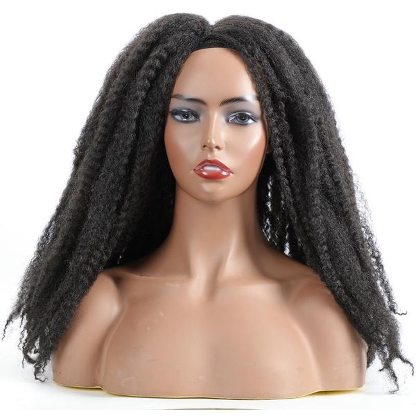 

synthetic wigs short hair afro kinky curly with bangs for black women african ombre glueless high temperature 18"