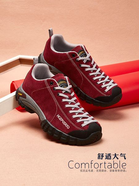 

outdoor mountaineering shoes women's hiking men's light anti-skid shock absorption full-length lace up to adapt different foot