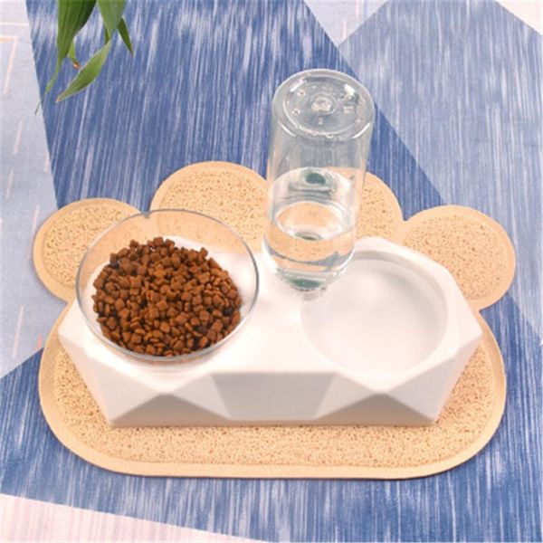 

portable floating bowl cat water slow feeder double automatic drinking fountain anti-overflow pet bowls & feeders