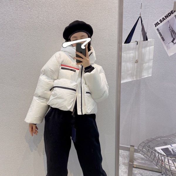 

down jacket womens puffer coat woman parkas fashion with classic letter hooded large pocket jackets winter warm short cotton coat prad color, Black