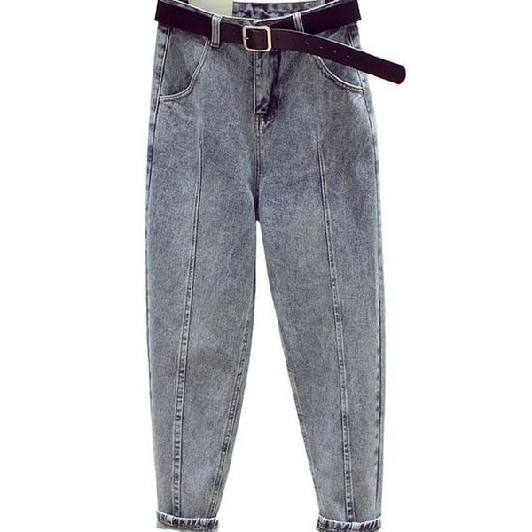 

women's jeans plus size cropped autumn winter korean high waist trousers wild loose straight wide leg harlan pants a723, Blue