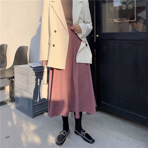 

chic high waist solid elegance a-line stylish gentle soft casual loose all-match brief office lady skirts 210421, Black