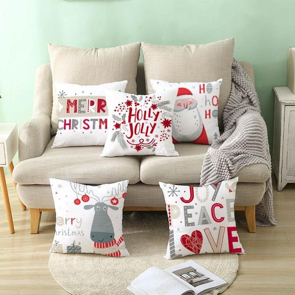 

45*45cm red merry christmas printed polyester decorative pillow sofa home decoration hugging case cushion cover cushion/decorative