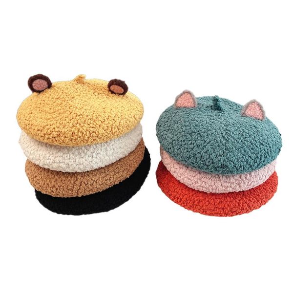 

caps & hats 8 colors baby hat for boys girls warm winter kids berets with decorative cartoon animals ears cute cap born 1pc, Yellow