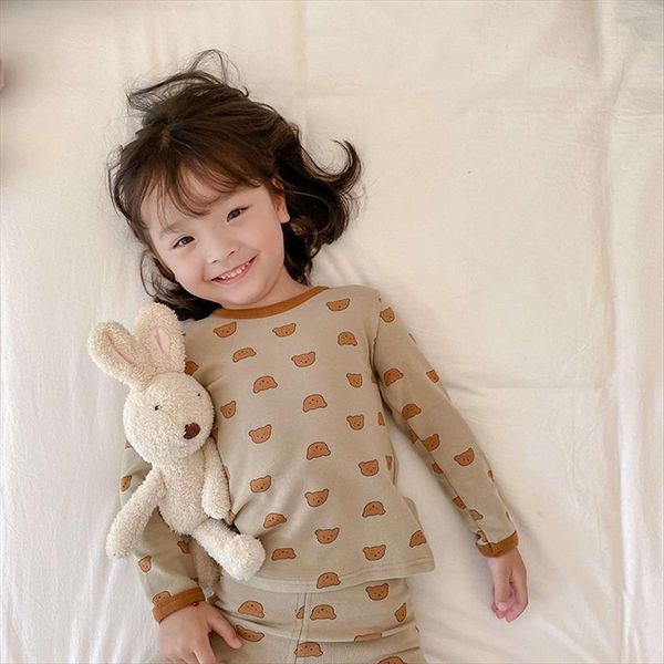 

kids clothes long johns baby underwear set cotton animal leisure wear 18m 7t, White