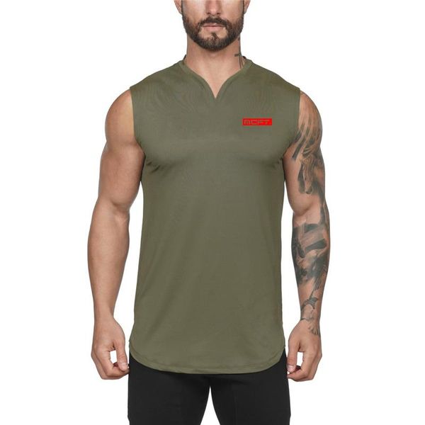 

men' tank mens gym sports casual workout breathable musculation clothing bodybuilding fitness singlets sleeveless v-neck vest, White;black