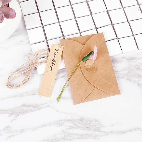 

5pcs/set mixed retro diy craft paper invitation greeting card with envelope handmade dry flower wedding party envelo cards