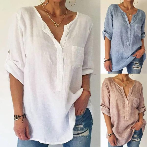 

women's blouses & shirts summer loose elegant pullover for women street style lady fashion casual woman v neck short sleeve vintage bl, White