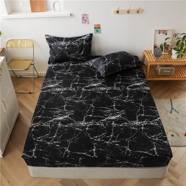 

sheets & sets black marble summer home mattress round shape fitted sheet comfortable rubber 90*200*30cm 150*200*30cm