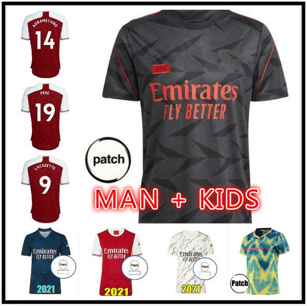 

2021 pepe saka thomas nicolas tierney soccer jerseys henry football shirt willian maillot kids kits 20 21 equipment, Black;yellow