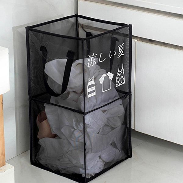 

storage bags summer mesh breathable laundry basket simple bathroom foldable