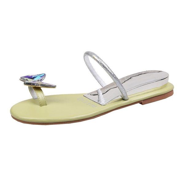 

slippers vmti 2021 summer fashion bowknot set toe sandals and women's all-match solid color one word flat, Black