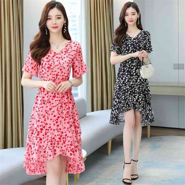 

summer fashion black print chiffon dresses plus size vintage runway midi elegant women bodycon party vestidos 210528, Black;gray