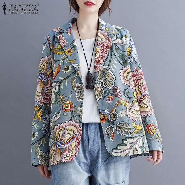 

women's jackets fashion casual printed coats & women zanzea 2021 spring autumnlong sleeve outwears oversized cotton linen loose outwear, Black;brown