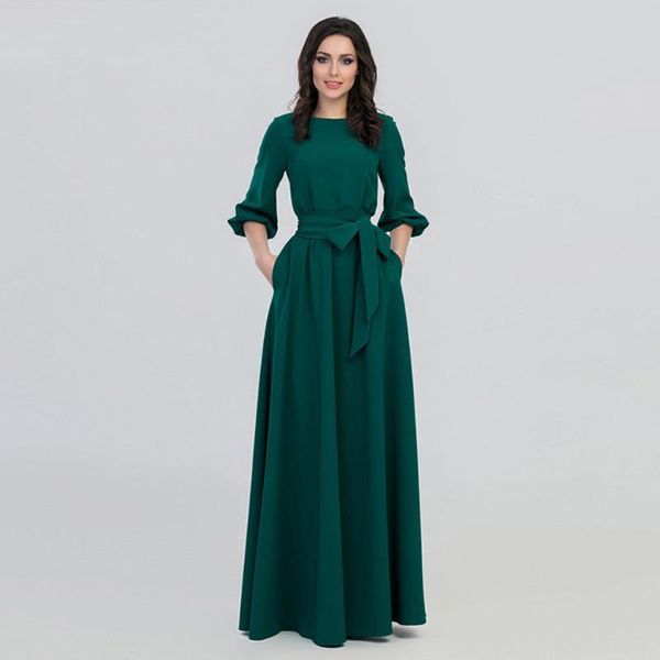 

fashion dress for women summer round neck long bohemian exquisite retro lantern sleeves three seasons sleeve casual dresses, Black;gray