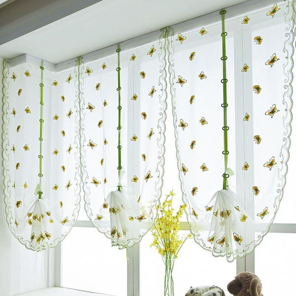 

organza embroidery pattern flowers balloon curtain tulle blinds curtains for kitchen bedroom living room window decorative & drapes