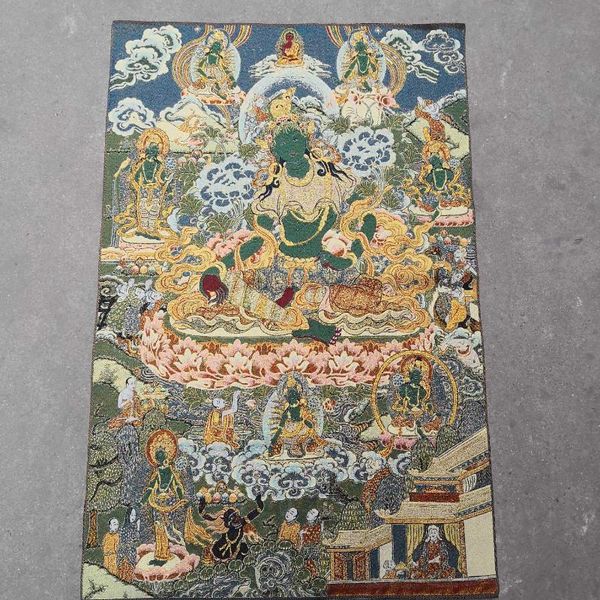 

other arts and crafts green tara tibetan buddha thangka brocade embroidery