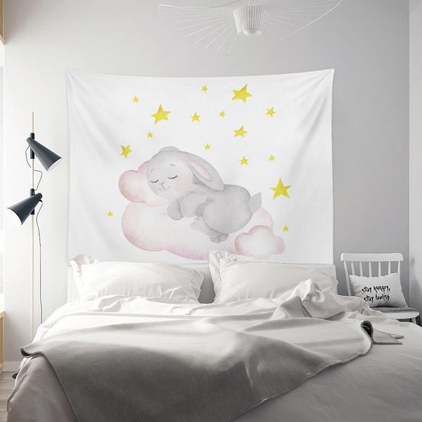 

tapestries animal cute tapestry cartoon art modern nordic dorm simple print gril white adornos para cuarto home decor de50gt