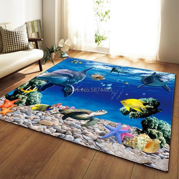 

carpets 3d underwater world pattern living room coffee table decoration non-slip large carpet bedroom tatami mat children's