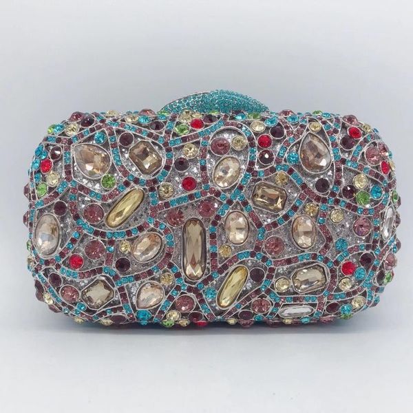 

arrival big rhinestone women evening clutch purse fashion multicolored lady party prom mini shoulder handbags bags