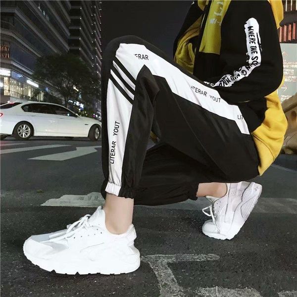 

hip hop sports leggings men's thin for autumn and winter capri loose pants cargo men, Black