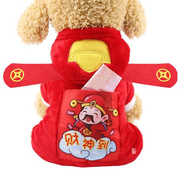 

cat costumes chinese year dog clothes winter spring festival pet skirt wearing decorative outfit supplies for small breed mumr999