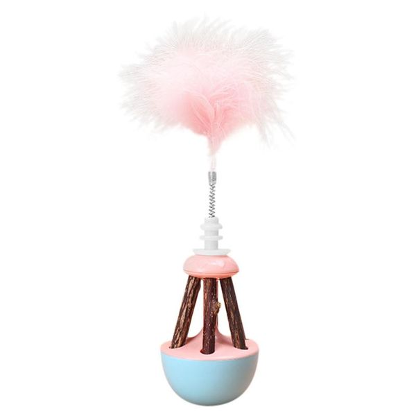 

cat toys tumbler swing feather funny toy for cats kitten interactive molar teeth puzzle self-hey stick