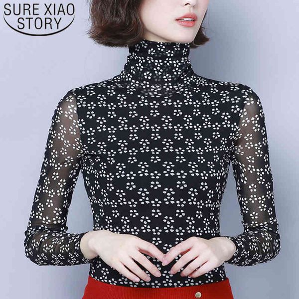 

women korean fashion clothing plus size 4xl turtleneck ladies geometric slim long sleeve shirts 7533 50 210415, White