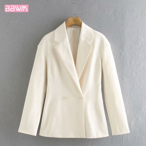 

french retro women's fall slim chic jacket korean style lapel beige occupation female coat 210507, Black;brown