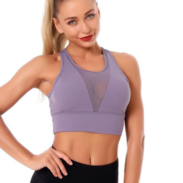 

gym clothing fitness sports bra for women cross beauty back yoga running mesh vest style training workout female padded underwear, White;black