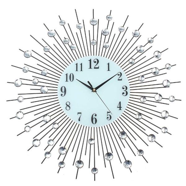 

wall clocks 2021 gypsophila diamond fashion clock european style wrought iron creative decoration vintage metal art