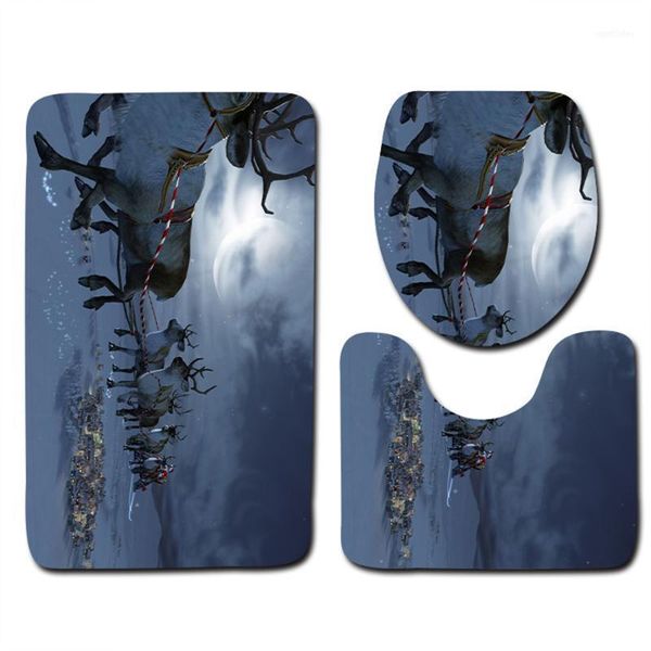 

christmas decorations carpet 3pcs home bathroom bath mat toilet seat cover floor polyester fiber xmas ornament christmas1