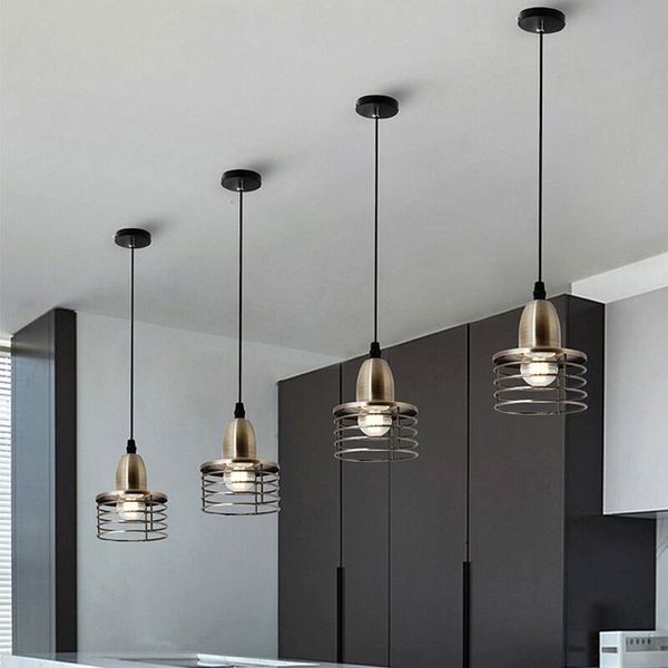 

american style single point iron pendant lamps, bar, restaurant, creative, retro, bedroom, staircase, industrial, circle, edison chandelier