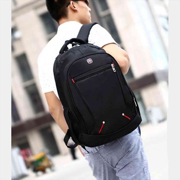 

fashion large capacity men student schoolbag casual solid color material oxford mans backpack multi functional simple bag