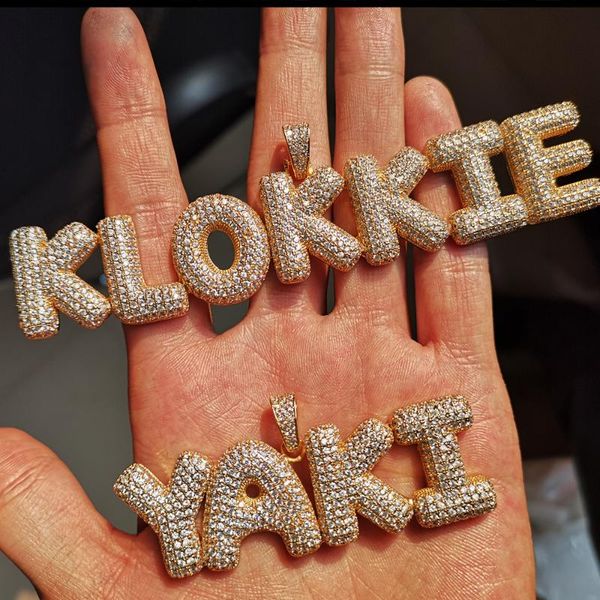 

pendant necklaces custom name letters pendants men's zircon hip hop jewelry, Silver