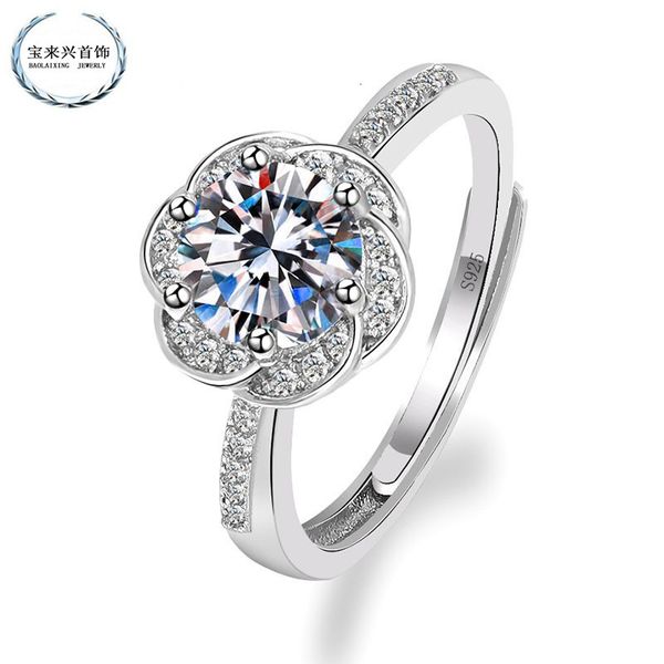 

ring live delivery of 925 silver , six clawed plum blossom, mosangshi gift for girlfriend
