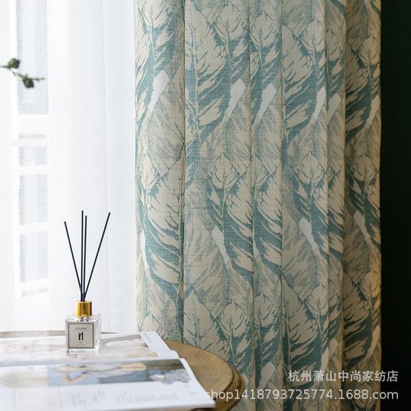 

curtain & drapes american-style solid color big leaf semi-shading cotton linen curtains for living room bedroom upscale atmosphere european